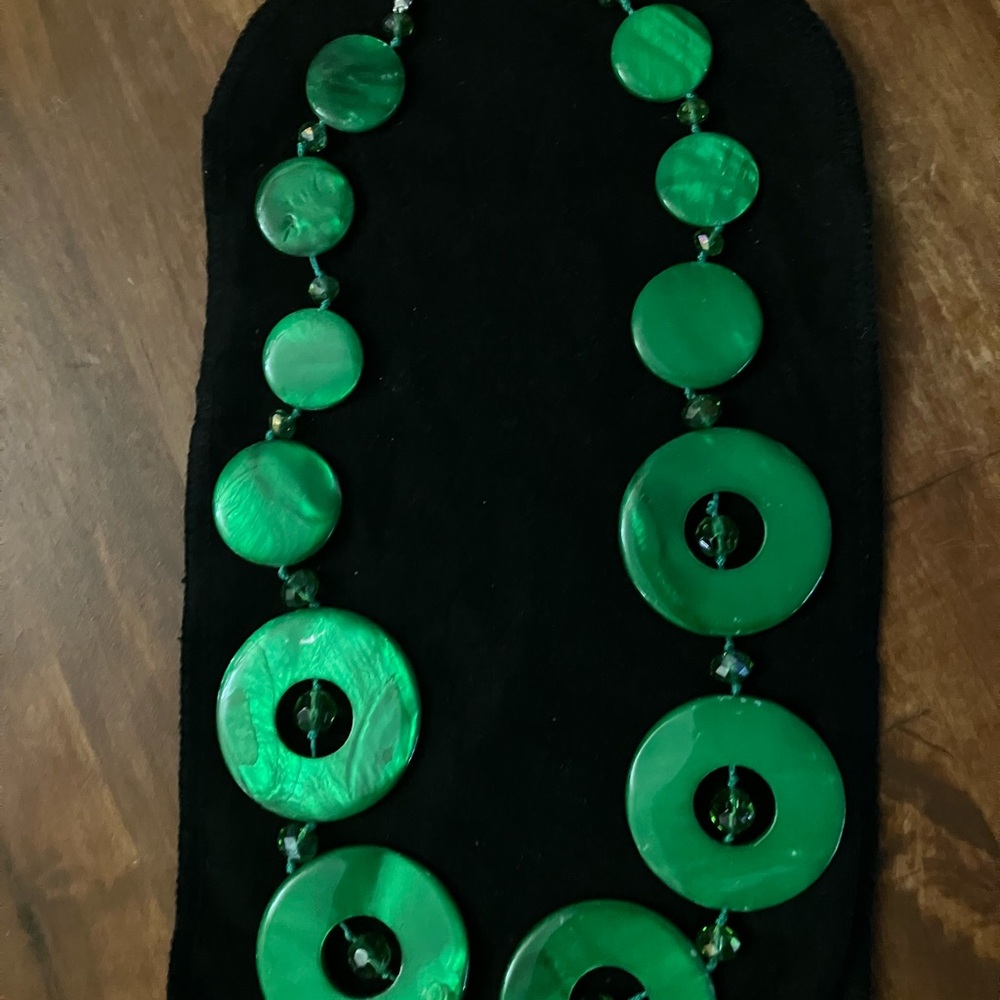 Green Statement Disc Necklace - Women Jewelry